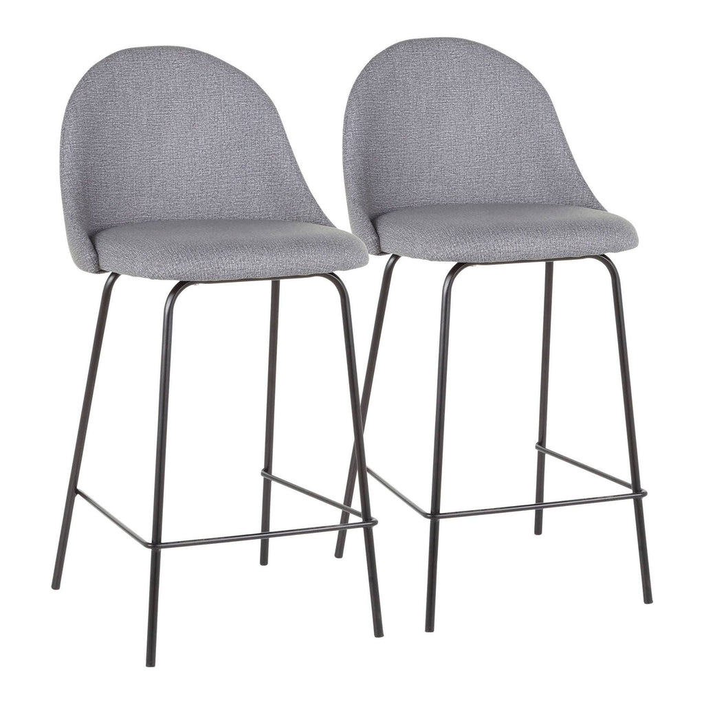 Black Metal Grey Fabric Counter Stool Set of 2 X57309
