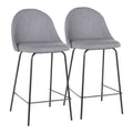 Black Metal Grey Fabric Counter Stool Set of 2 X57309