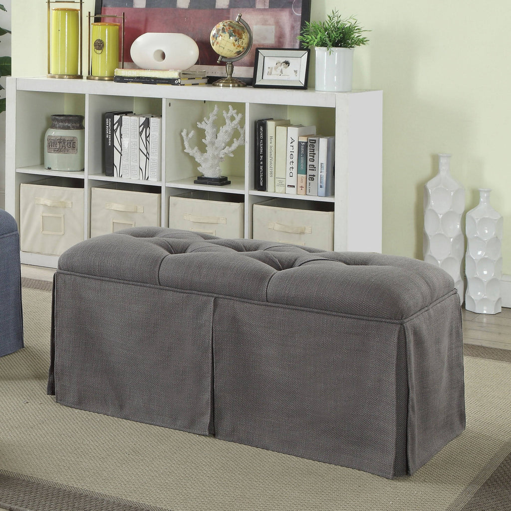 Grey Solid Wood Storage Bench O819