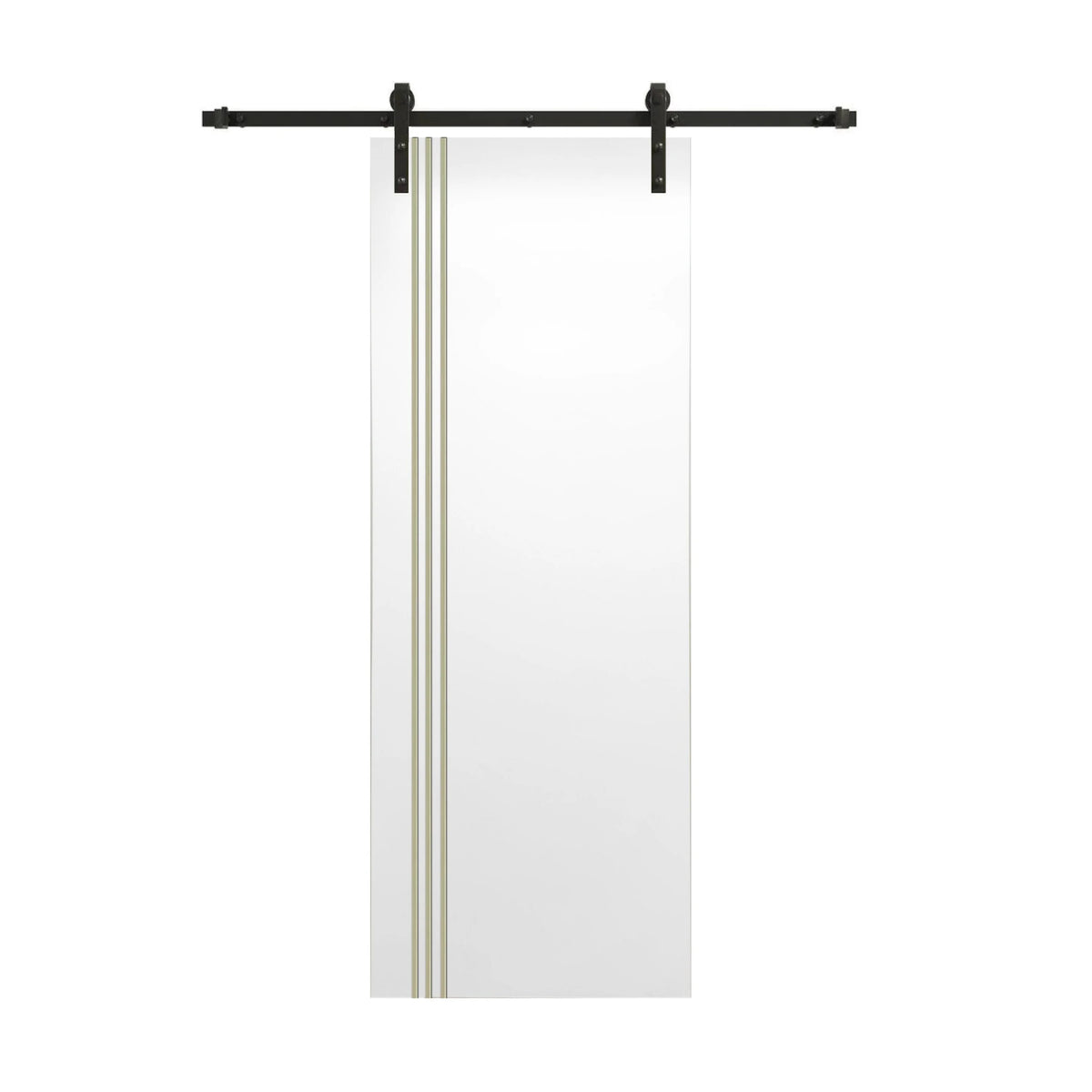 White Gold Lines Painted Solid Core Barn Door 24X80 T579644