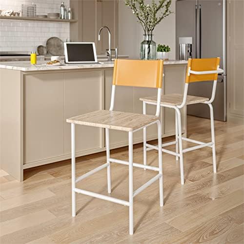 Faux Leather Counter Stool in White and Black J3743