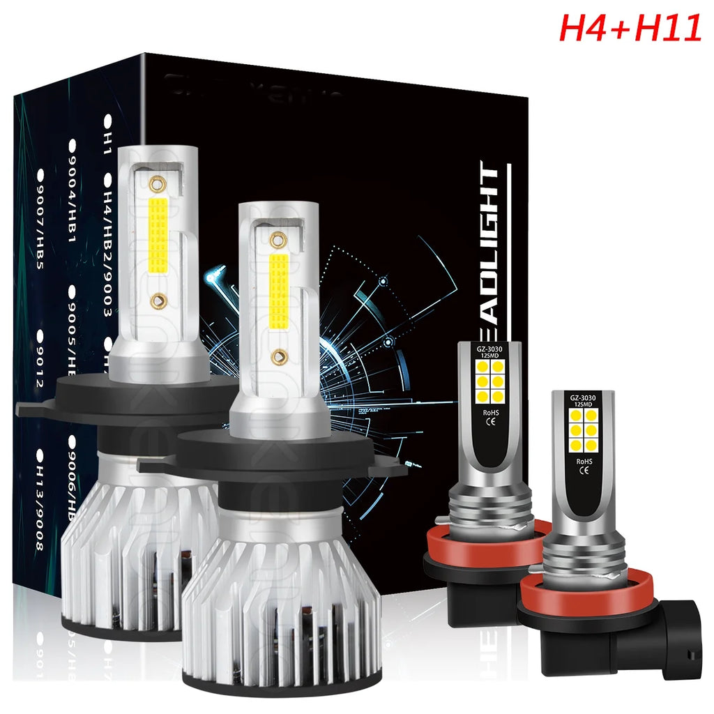 H4 High&Low Beam H11 Fog Light LED Headlight Bulbs 4pcs V155