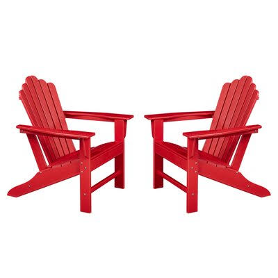 Red Plastic Folding Adirondack Chair A198