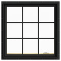 Bronze Painted Clad Wood Casement Window with Colonial Grids F4855