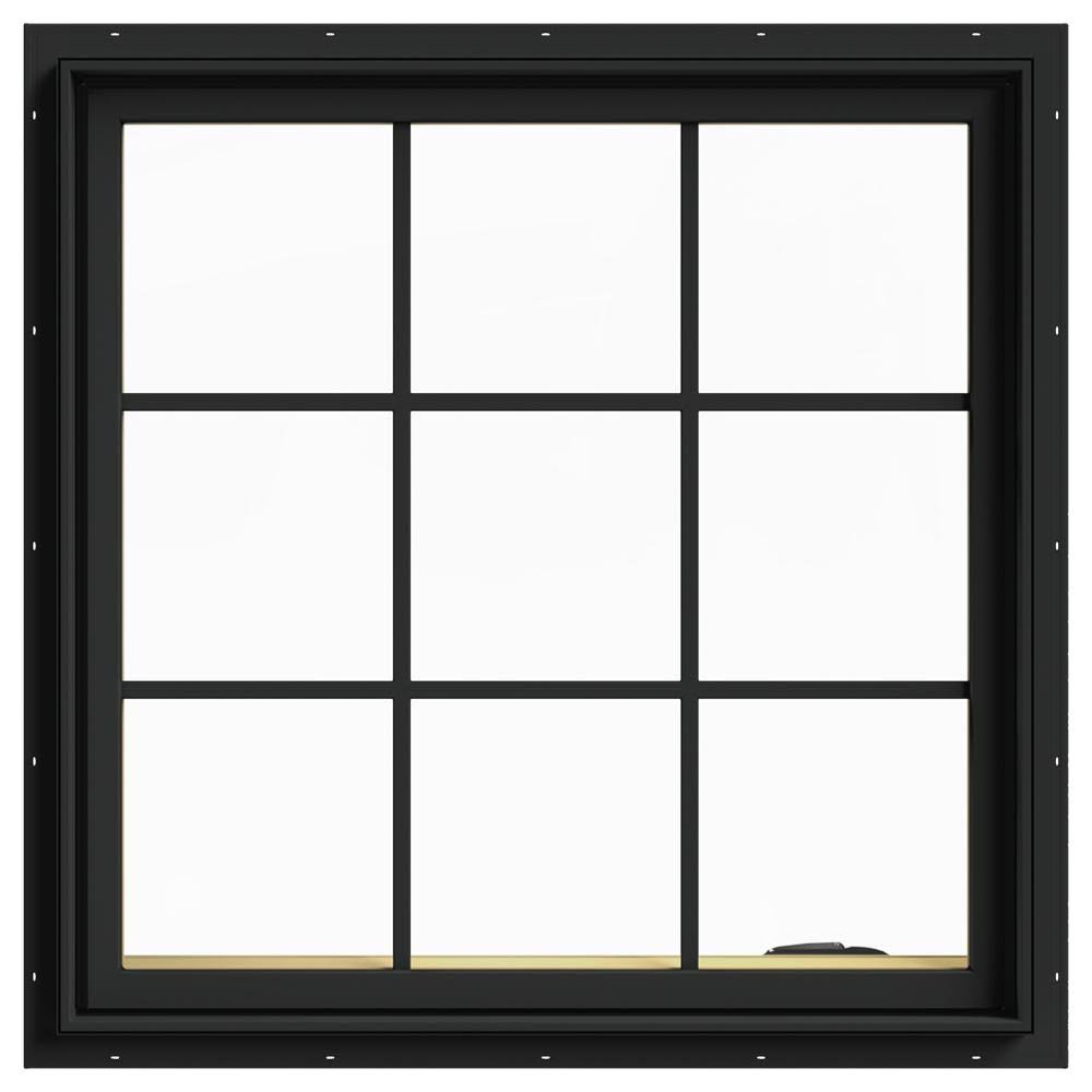 Bronze Painted Clad Wood Casement Window with Colonial Grids F4855
