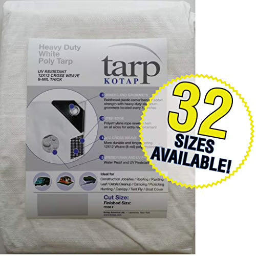 Heavy-Duty 12 by 12 Cross Weave 8-mil White Poly Tarp P35892