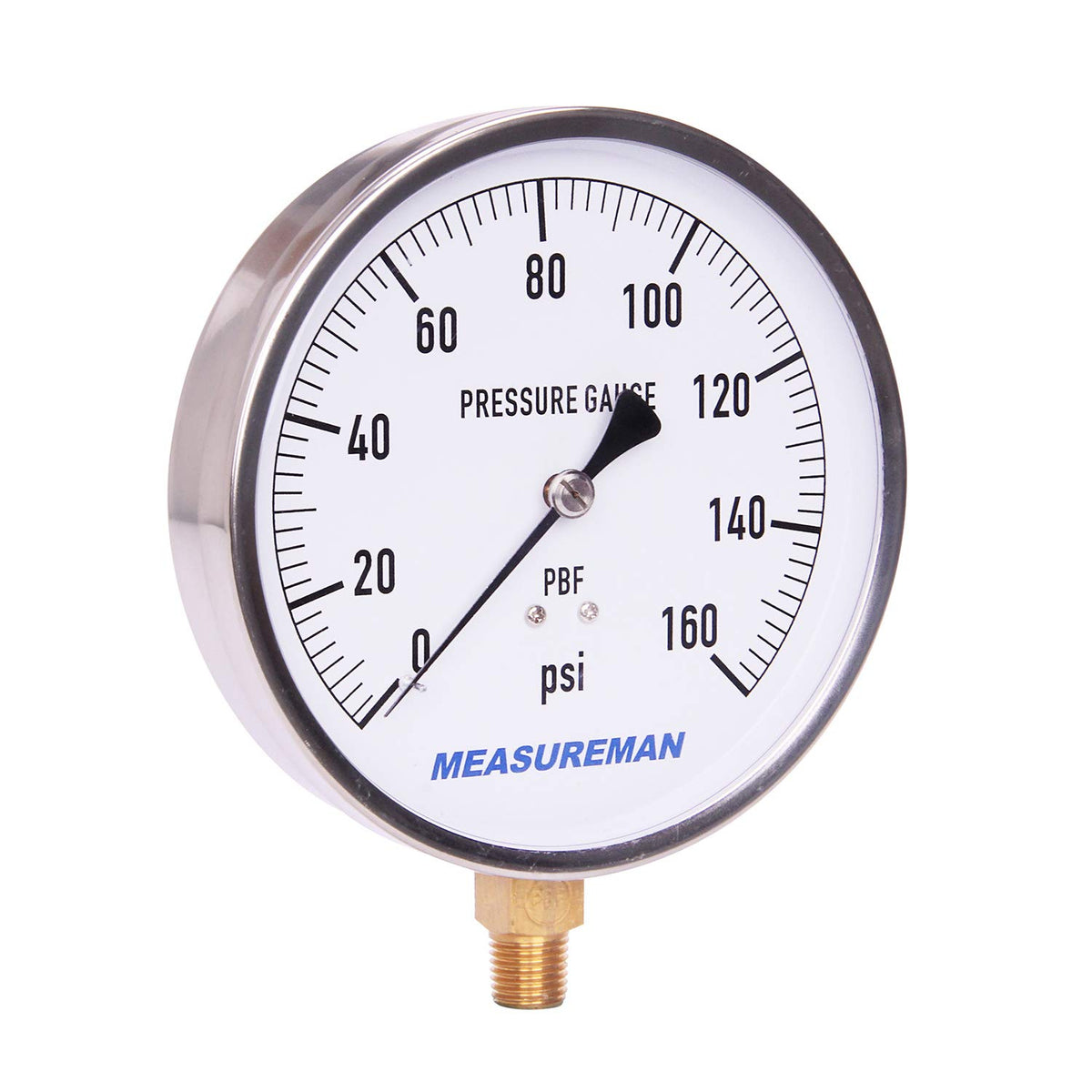 304 Stainless Steel Case Pressure Gauge, 0-200Psi, 4-1/2 Dial Size, Pack of 2 S869809