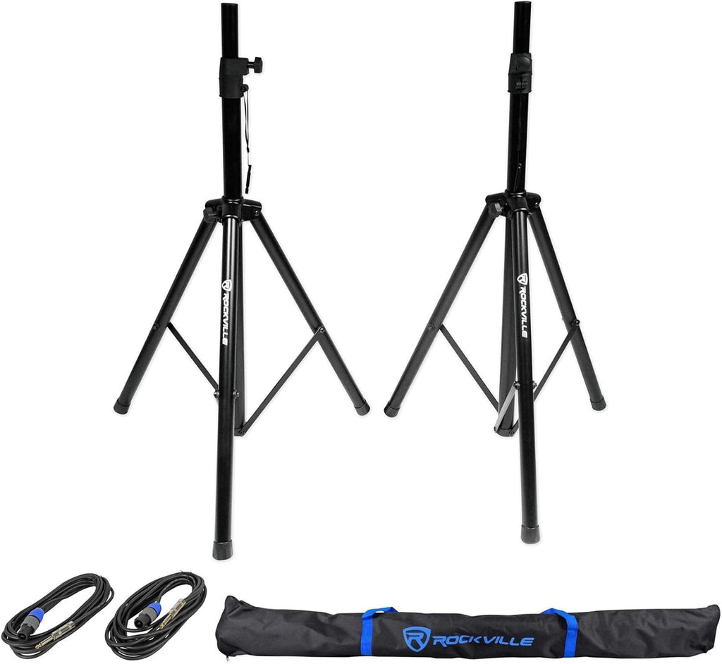 8 Passive 800W DJ PA Speakers 4 Ohm Stands Cables Case V673