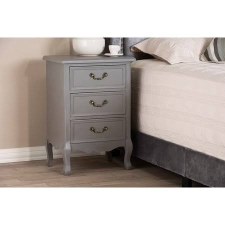 Grey Finished Wood 3-Drawer Nightstand C8241