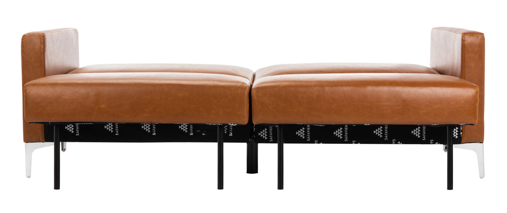 Cognac/Chrome Foldable Futon Bed S696411