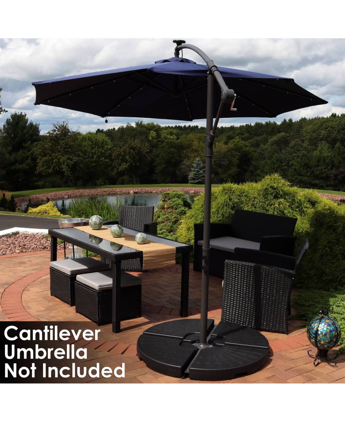Black Cantilever Patio Umbrella Base Plate 4 Pk N377