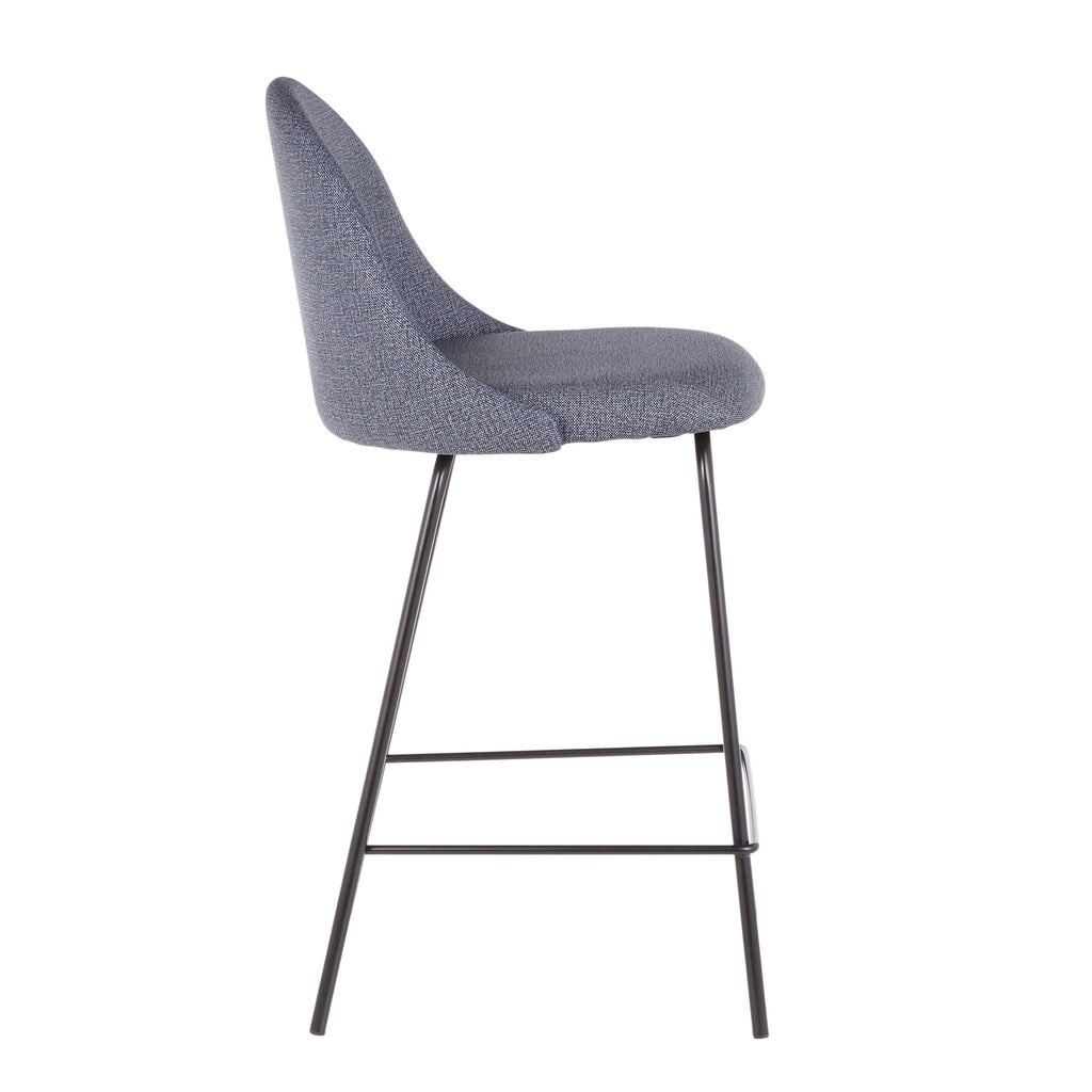 Black Metal Grey Fabric Counter Stool Set of 2 X57309