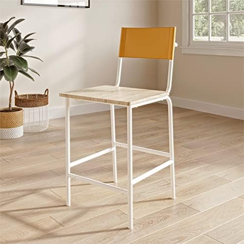 Faux Leather Counter Stool in White and Black J3743