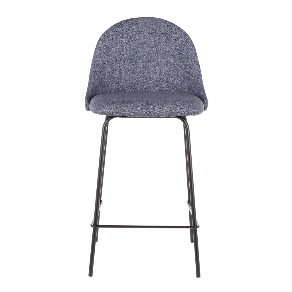 Black Metal Grey Fabric Counter Stool Set of 2 X57309