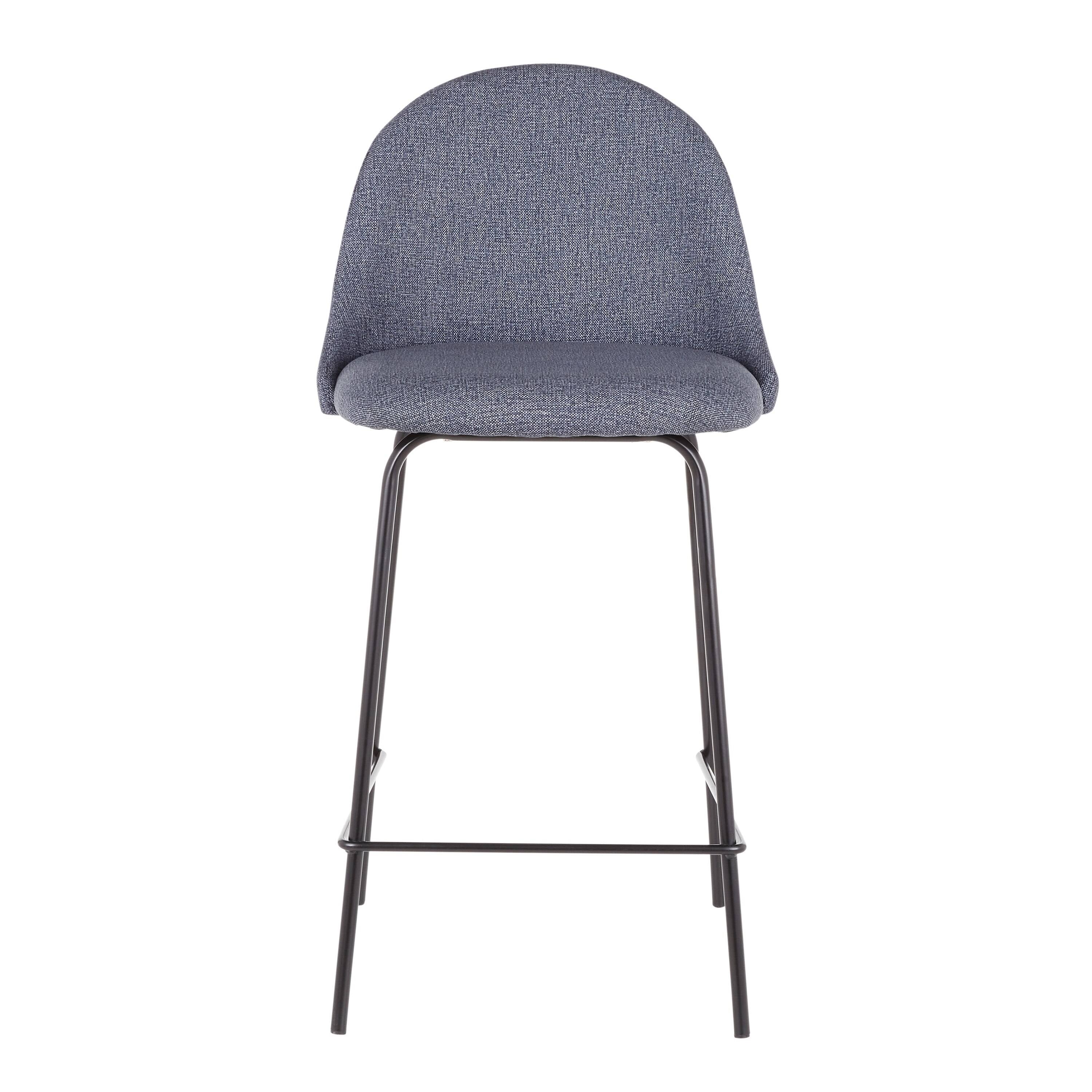 Black Metal Grey Fabric Counter Stool Set of 2 X57309