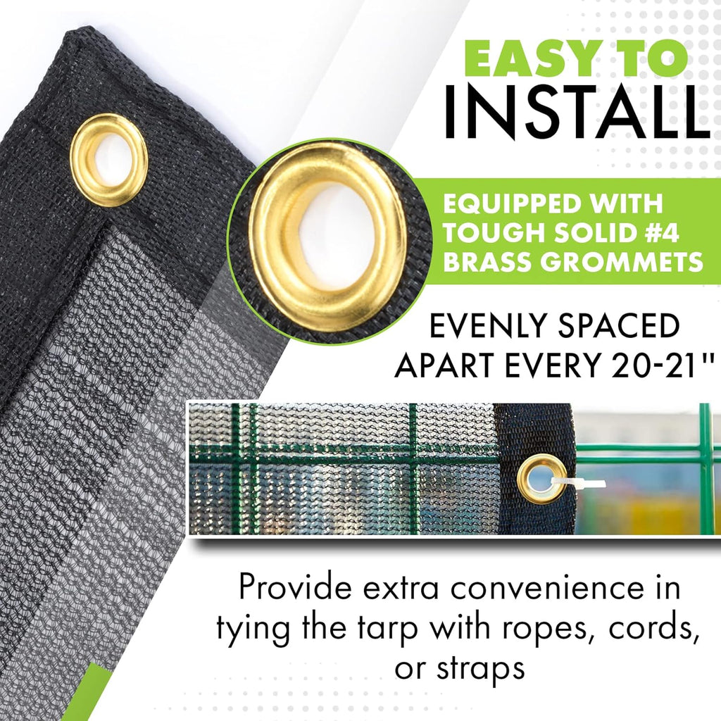 Heavy Duty Black Knitted Mesh Tarp with Grommets, 10 FT X 12 FT, Pack of 2 Y243316