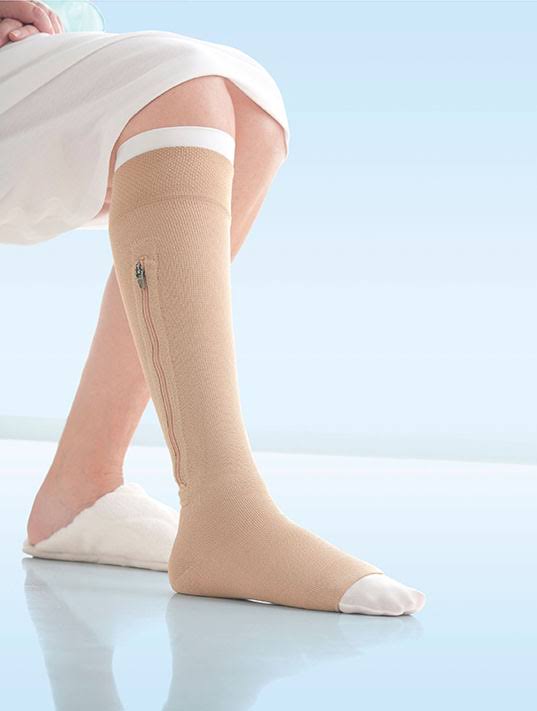 Beige XX-Large Right Compression Stocking with Zipper Y709805