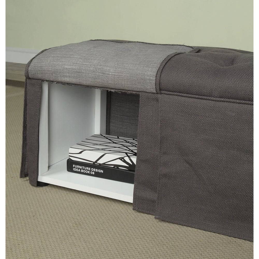 Grey Solid Wood Storage Bench O819