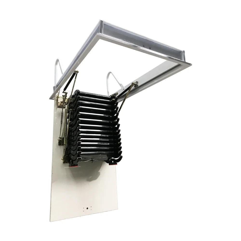 Black 13 Steps Ceiling Mounted Telescopic Loft Ladder U8451