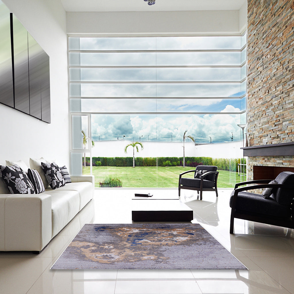 Cloudy Gray Rectangle Area Rug T8998