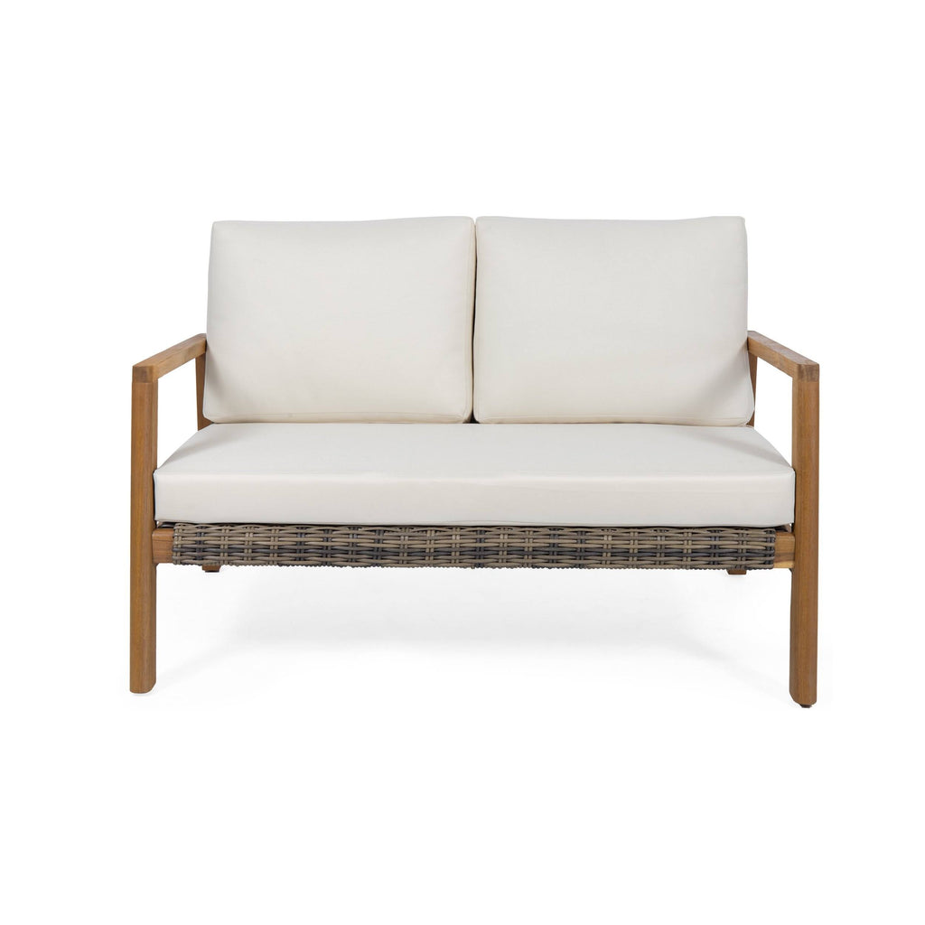 Acacia Wood Loveseat with Wicker Accents O20359