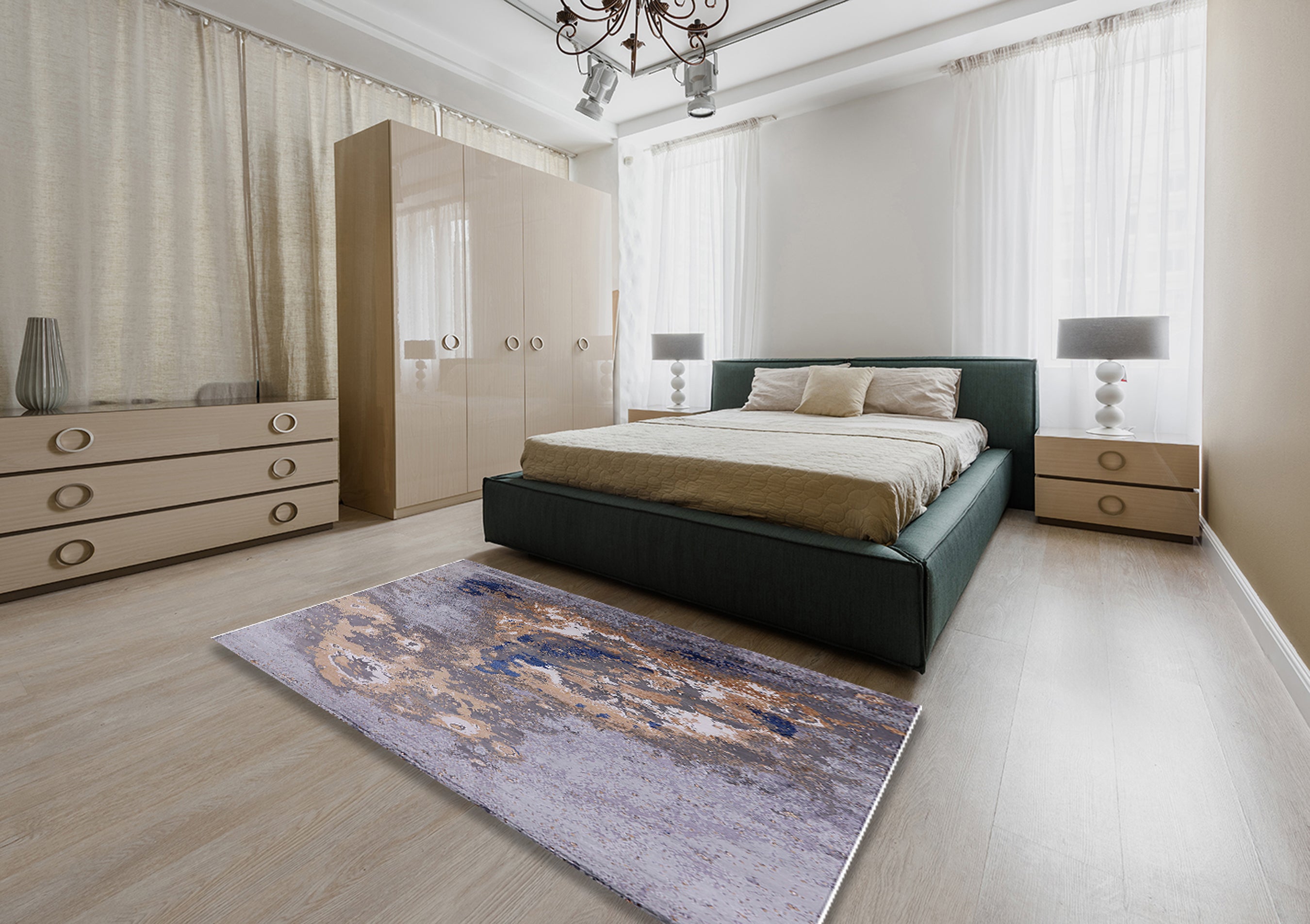 Cloudy Gray Rectangle Area Rug T8998