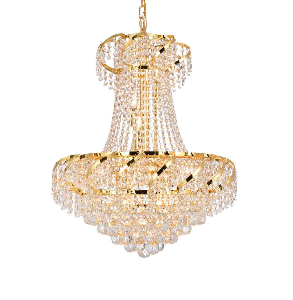11 Light Gold Chandelier Clear Crystal J31549