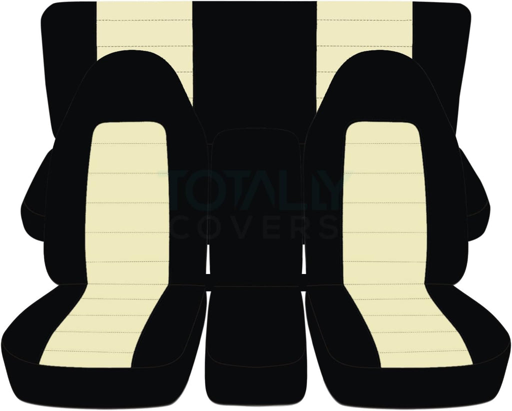 Black & White Two-Tone Truck Seat Covers Full Set D9231