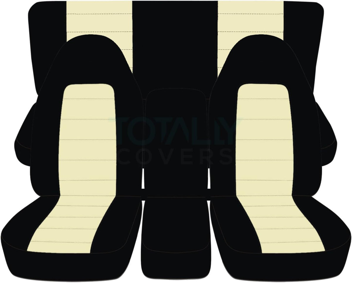 Black & White Two-Tone Truck Seat Covers Full Set D9231