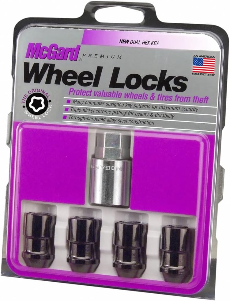 Black Cone Seat Wheel Lock Nut Set, 1/2-20, Dual Hex, Pack of 2 G89538