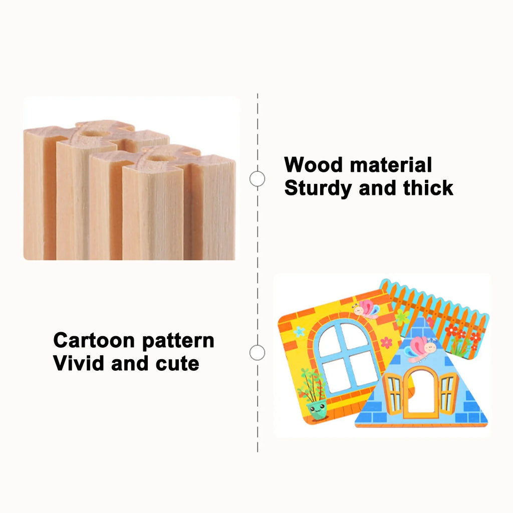 Wooden Building Blocks Set Educational Toy W1334