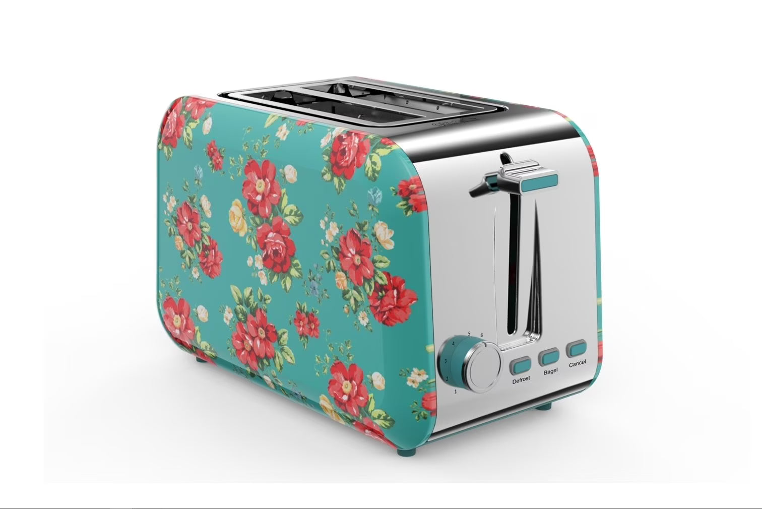 Vintage Floral Green 2 Slice Toaster B72686