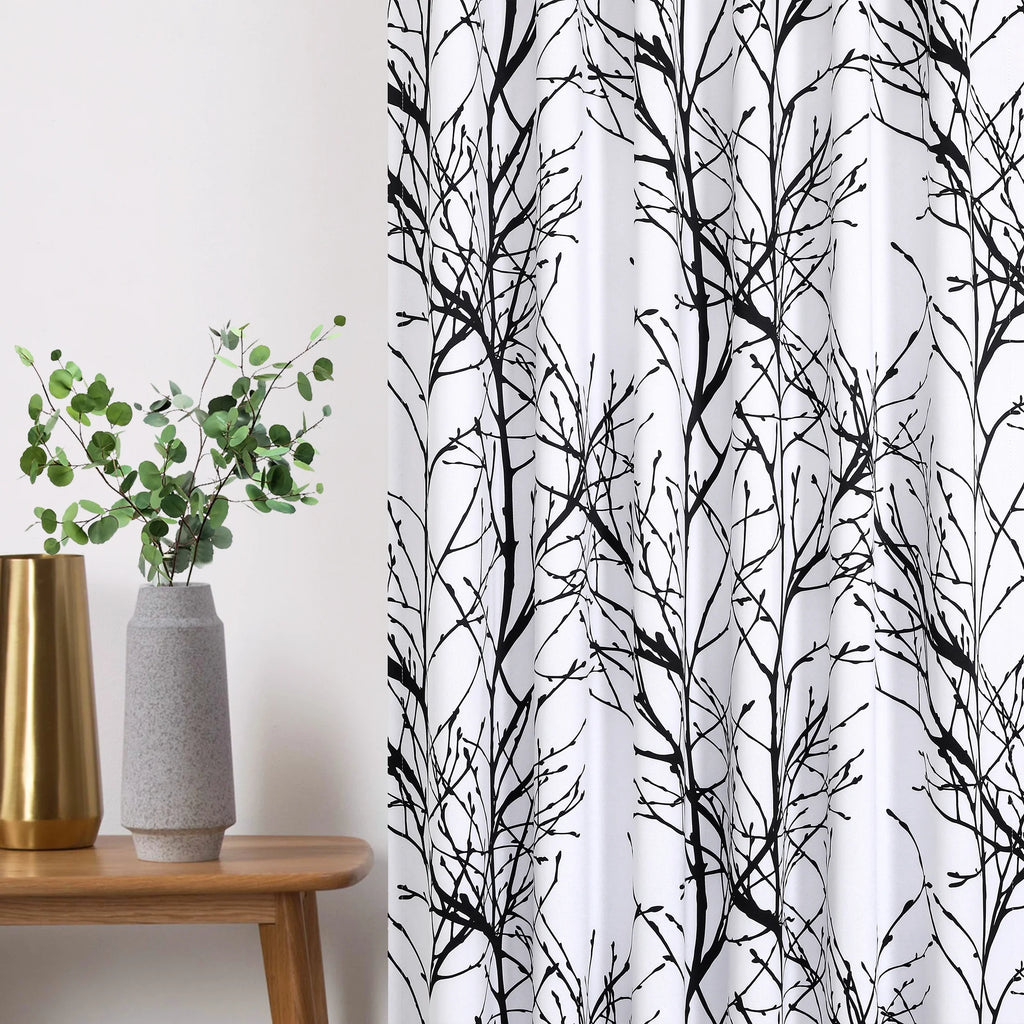 Blackout Window Curtain Panels Black White Thermal Insulated Drapes, Back Tab, 52"x 84"x 2 L3545