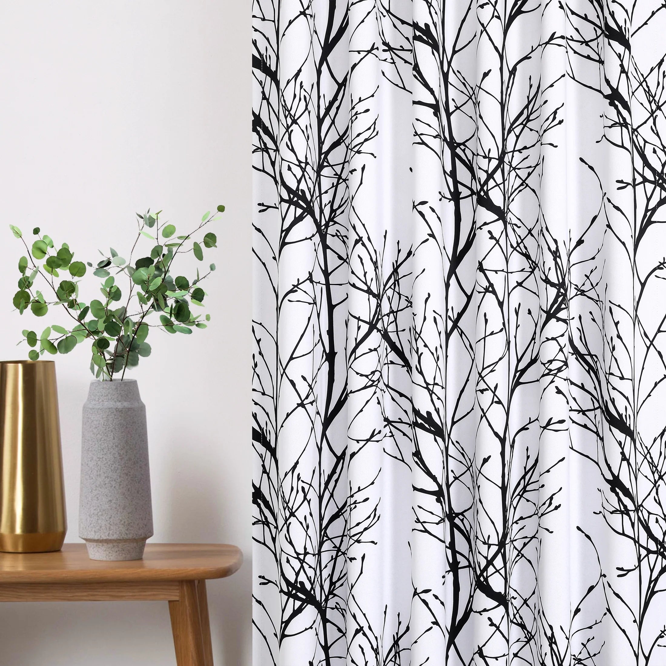 Blackout Window Curtain Panels Black White Thermal Insulated Drapes, Back Tab, 52"x 84"x 2 L3545