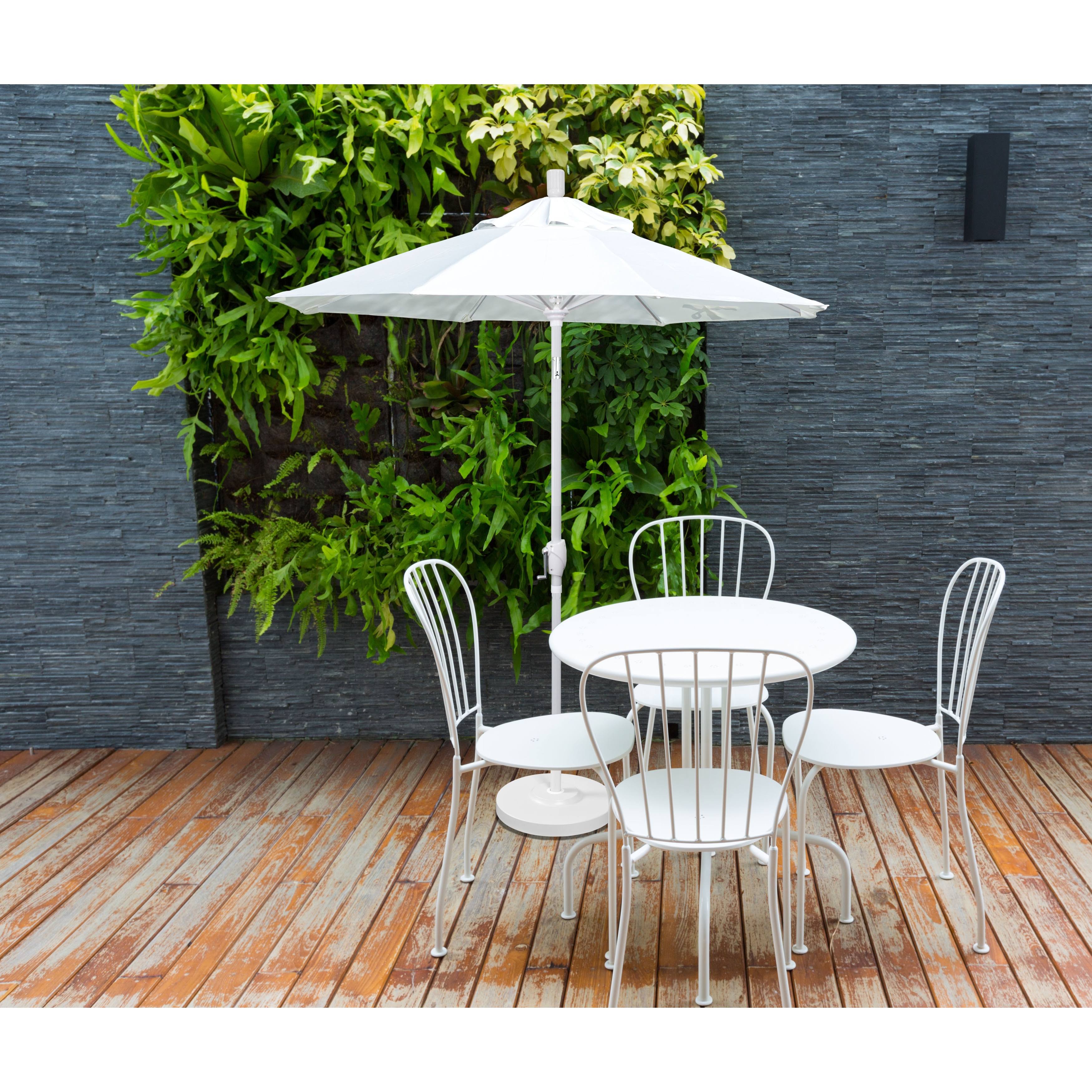 Matte White Aluminum Patio Umbrella in Straw Olefin V26319