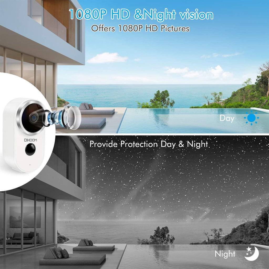 Outdoor Solar Security Camera Wireless 1080P Rechargeable Battery Powered WiFi Camera 2 Way Audio HD Video Wirefree IP Camera Motion Alarm Home Surveillance Camera System U194606