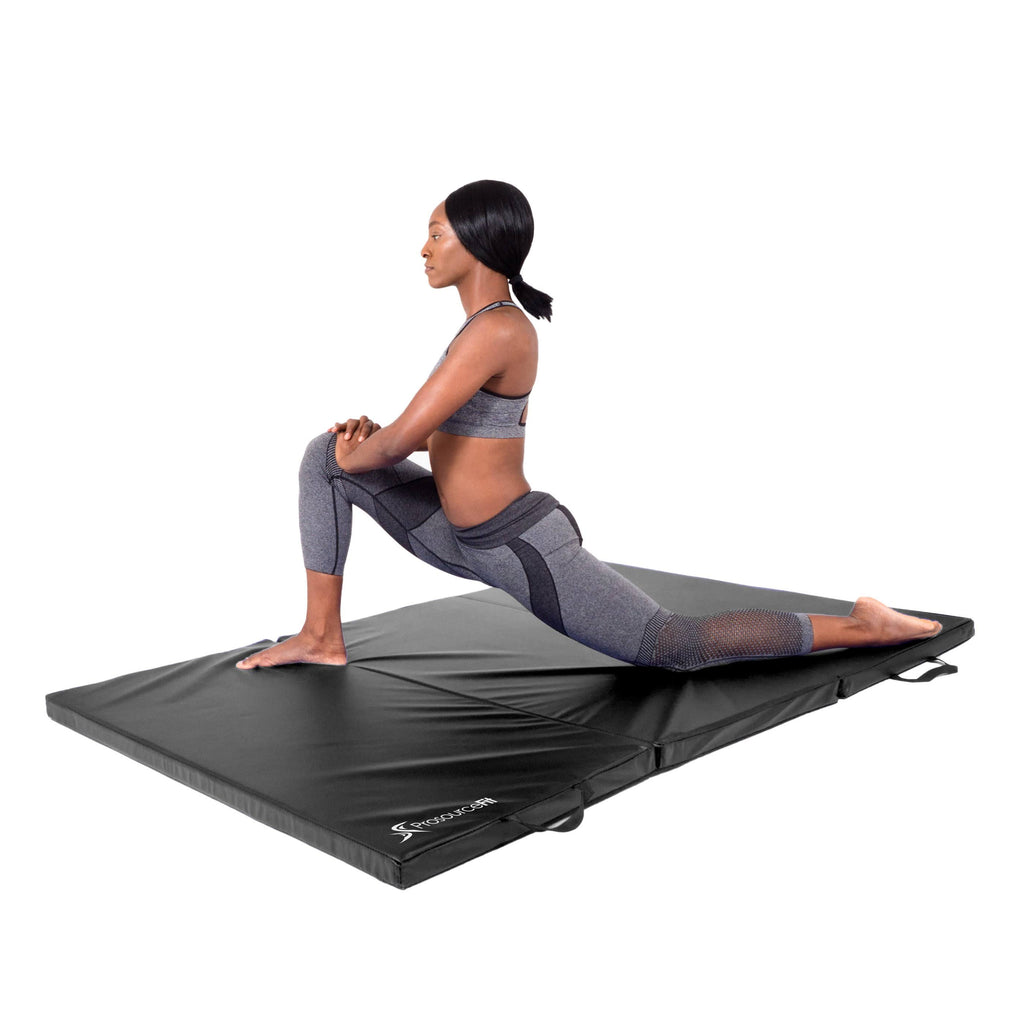 Black Tri-Fold Exercise Mat with Carrying Handles E230