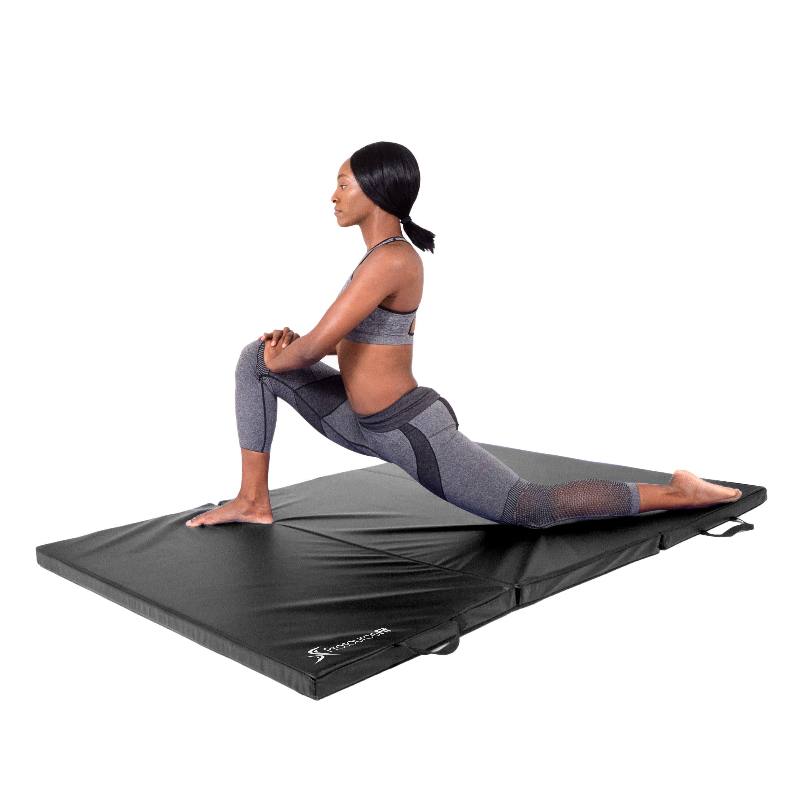 Black Tri-Fold Exercise Mat with Carrying Handles E230