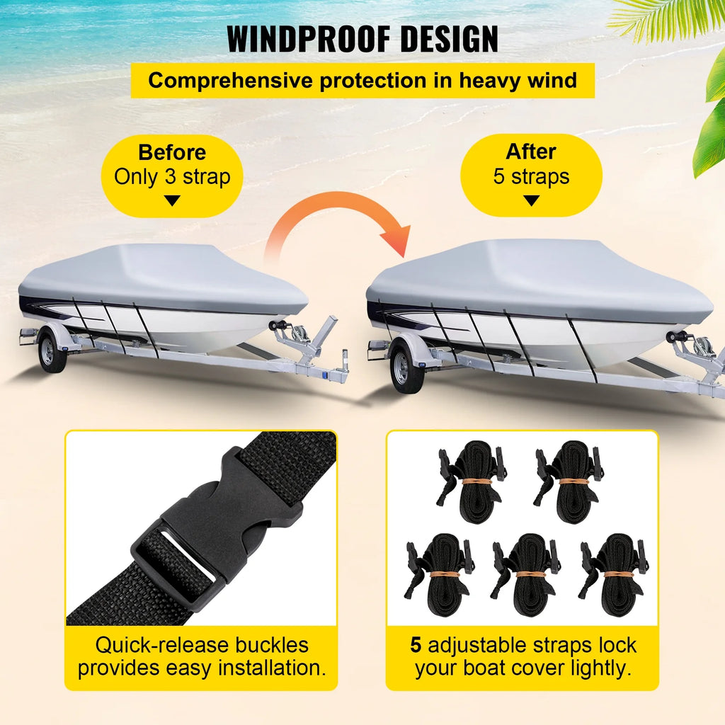 Heavy Duty 210D Marine Grade Polyester Waterproof Boat Cover F3576