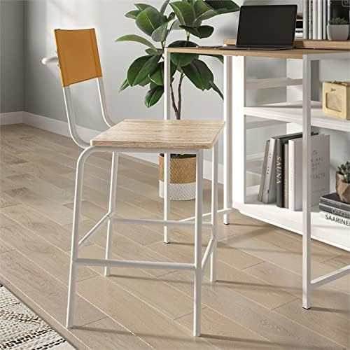Faux Leather Counter Stool in White and Black J3743