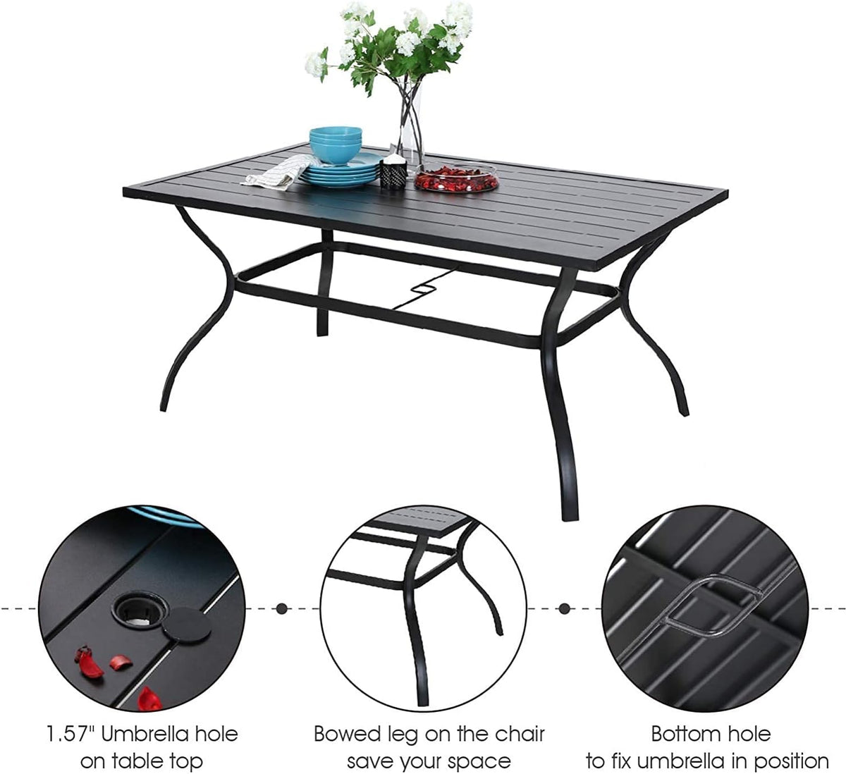 7 Piece Aluminium Patio Dining Set with Stackable Chairs K11609