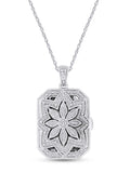 14K Gold Over Sterling Silver Floral Locket Pendant Necklace E74132