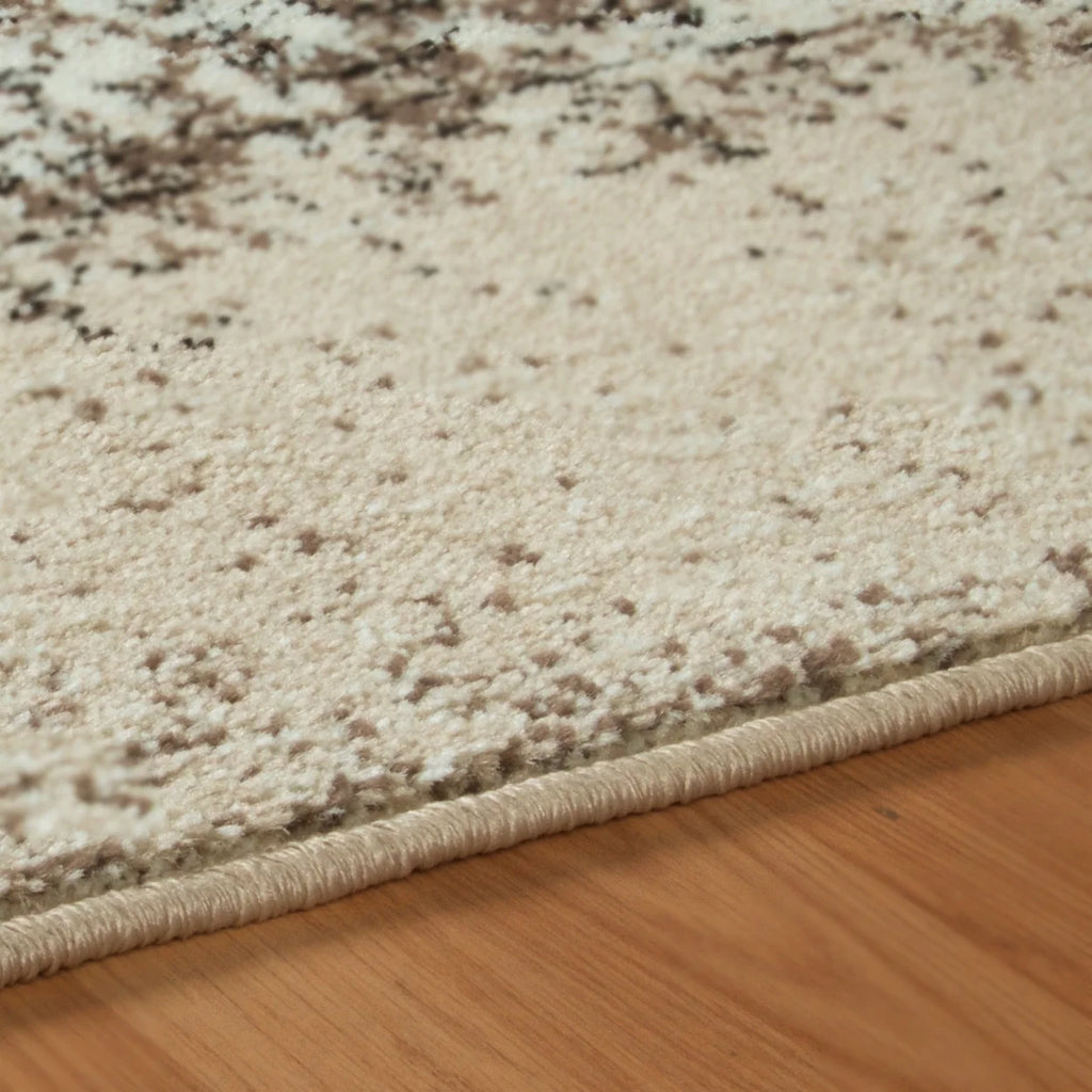 Beige-Brown Floral Medallion Area Rug, 8' x 10' I3308