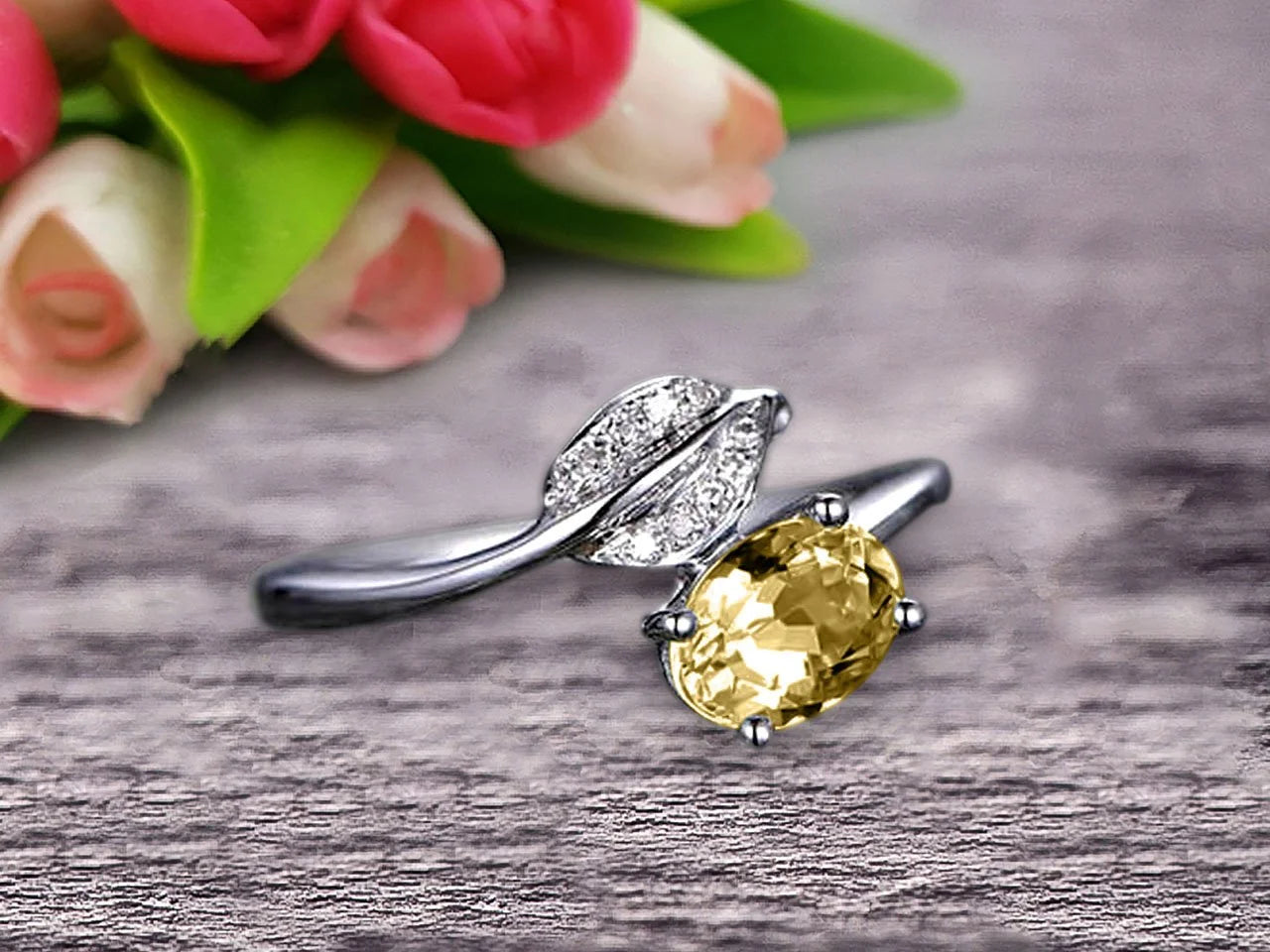 10k White Gold Moissanite Engagement Ring Q731