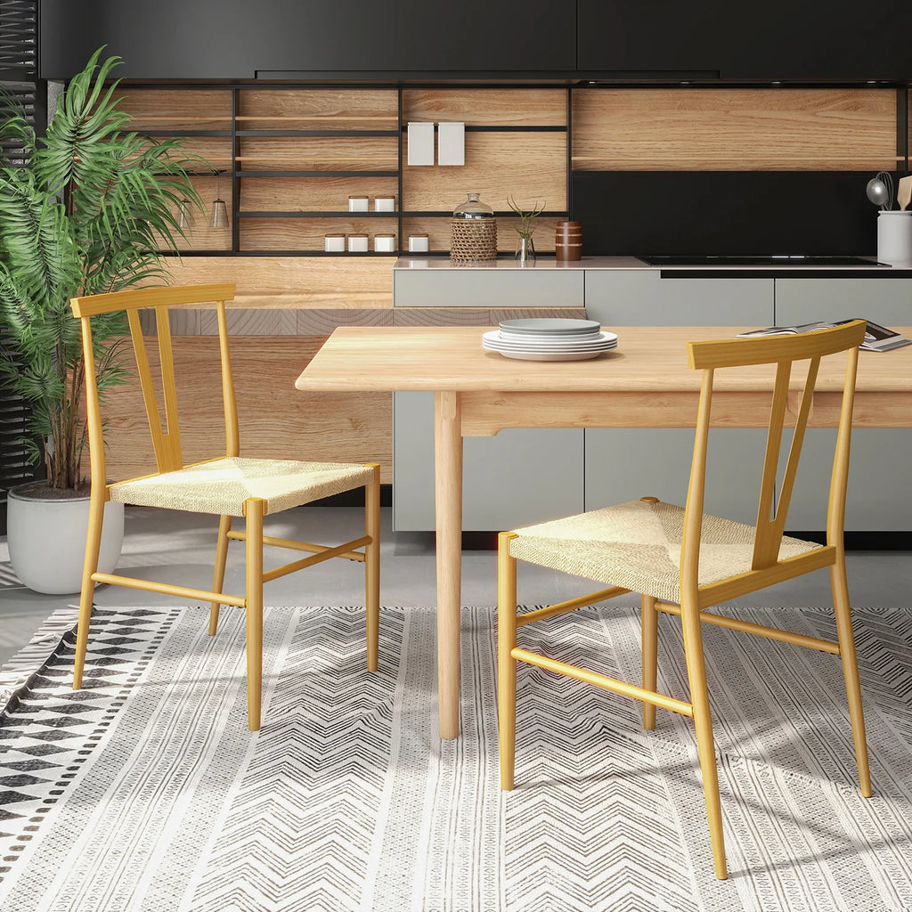Natural Woven Rattan Dining Chair Set of 2 P2765