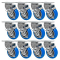 12 Pack 4 inch Blue Heavy Duty Caster Wheel with Top Plate and Side Lock Brake S34525