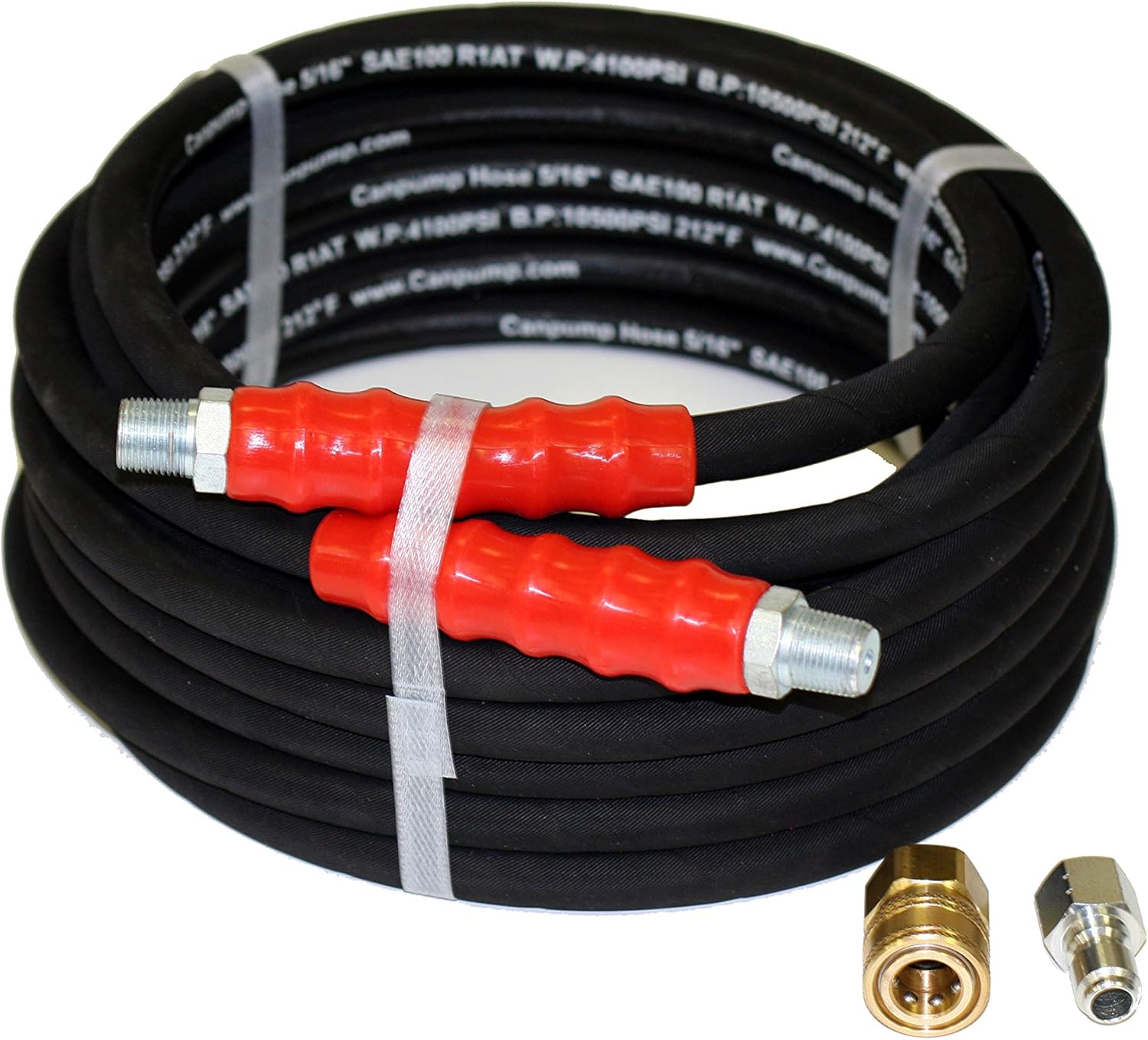 Black 5/16 x 50 FT Wire Braided Rubber Pressure Washer Hose T20796
