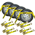 Car Tie Down 4 Pack Flat Hooks Classic Yellow 3300 Lbs SWL T7524