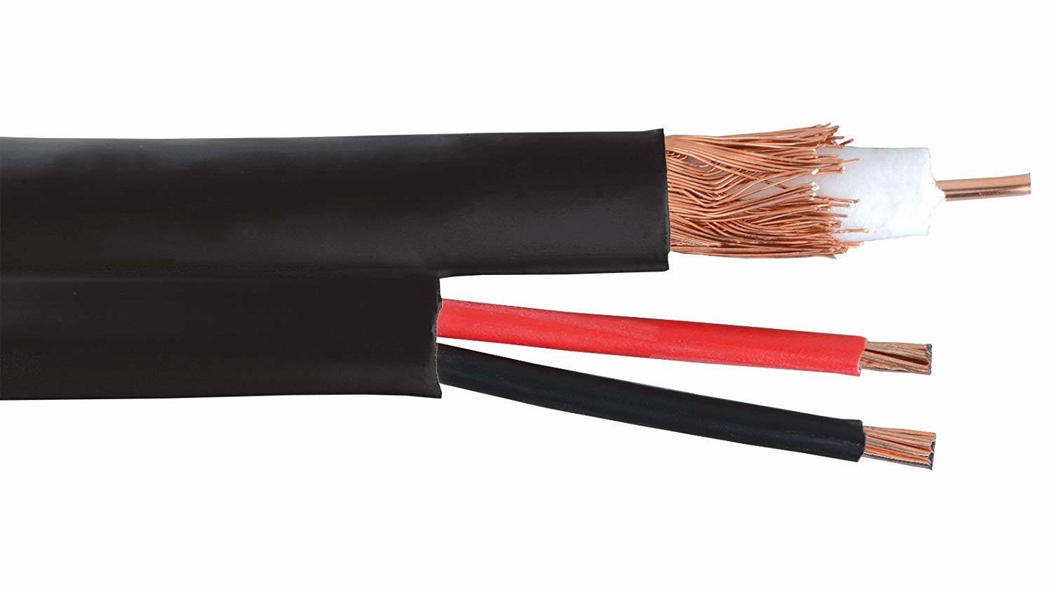 1000 ft. Siamese RG59 Coaxial CCTV Combo Cable Black H4811