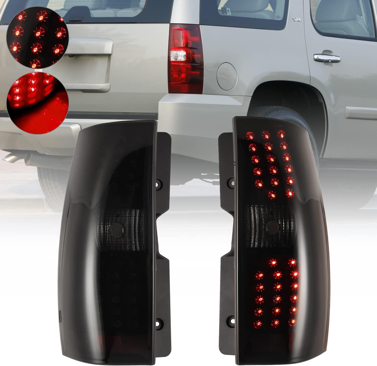 LED Tail Light Assembly Black Housing Smoked Lens Z2213